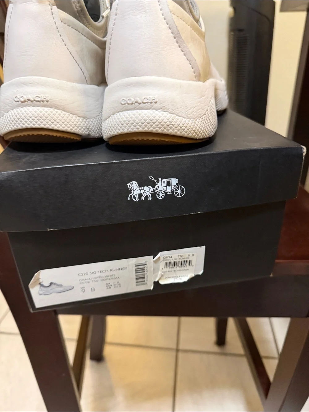 Coach women’s Off-White Signature Logo Athletic Sneakers with Gum Toe